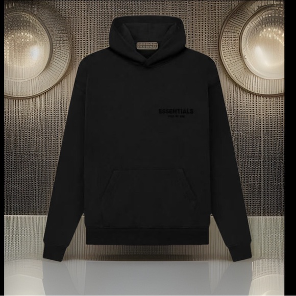 ESSENTIALS HOODIE FEAR OF GOD STRETCH LIMO Fleece Logo Pullover Hoodie NWT